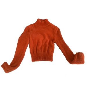 Fuzzy Orange Turtleneck Sweater